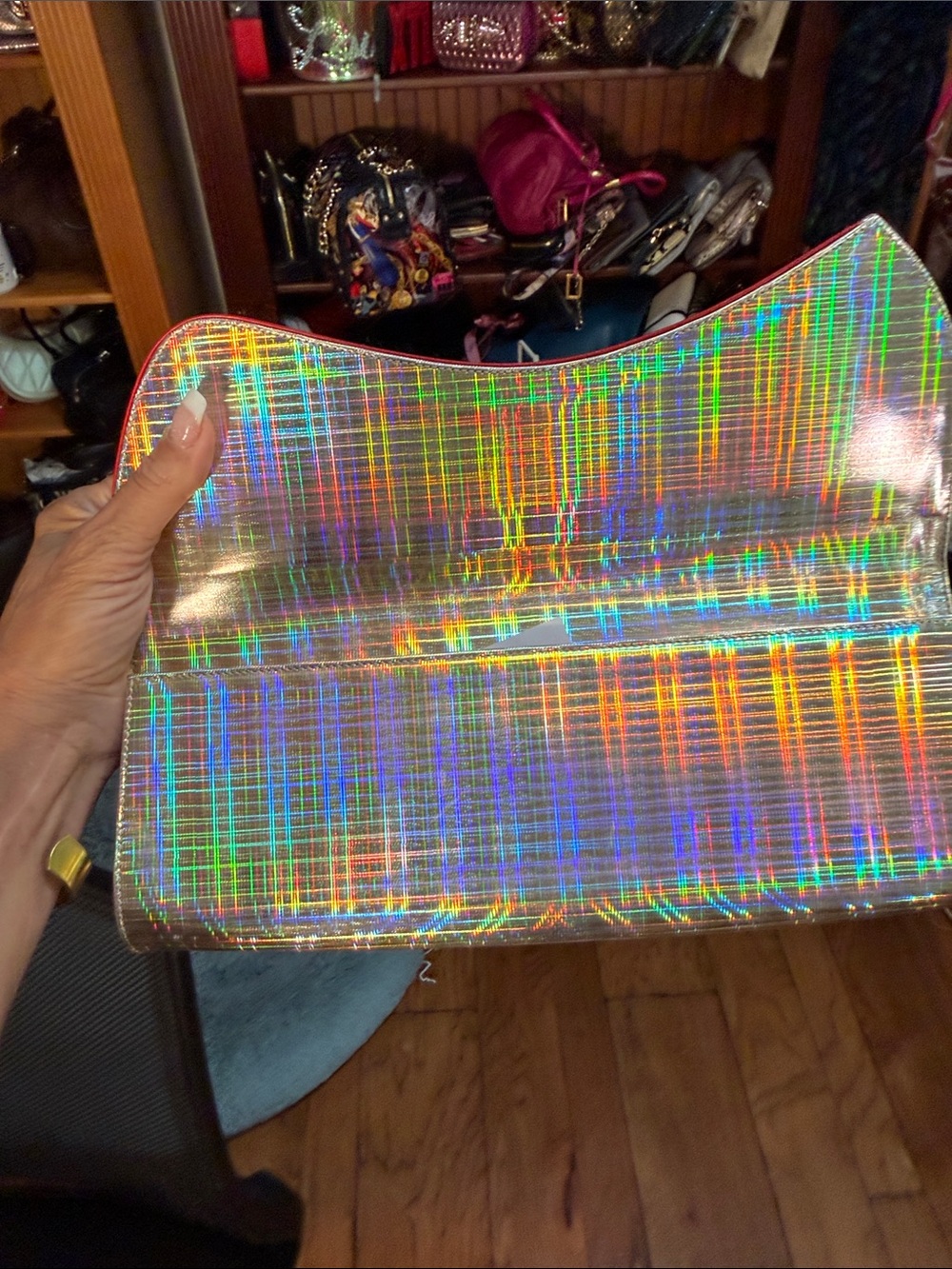 Christian Louboutin Holographic Silver and Red Clutch. EUC!! - Picture 2 of 6
